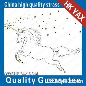 A galloping horse design motifs of rhine stone hot fix