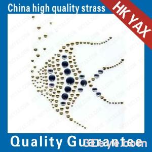 Triangular Fish design motifs of rhine stone hot fix