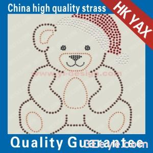 Panda doll design motifs of rhine stone hot fix - Panda doll hot fix motifs - china crystal stone motif-OEM ACCEPTABLE