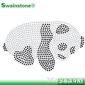 Panda motifs design rhine stone hot fix Custom Heat Rhinestone Transfers,China factory custom heat rhinestone transfers,T-shirt custom rhinestone transfers