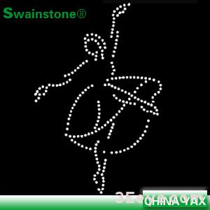 Laconic beautiful dancing girl rhine stone design motif transfer,hot fix rhine stone motifs design
