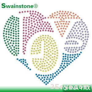 China factory LOVE letter and heart motifs combined design,rhinestone lead free,hot fix rhinestone Octagon