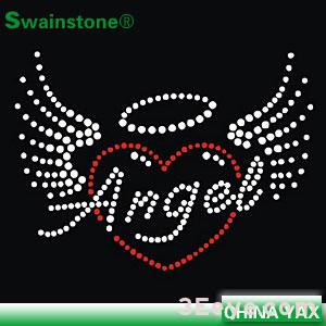 china factory Angel wing motifs strass hotfix designs, Angel wing strass hotfix designs
