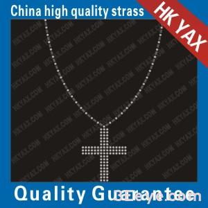 Cross pendant with rhinestone decoration, neckline/chest pattern design motifs necklace of rhine stone HOT FIX