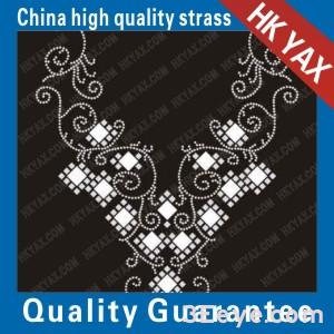 Square aluminum flat piece with vine-like decorations collar adornment design motifs necklace of rhine stone HOT FIX